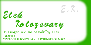 elek kolozsvary business card